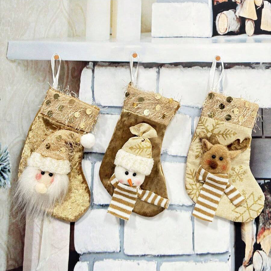 Christmas Stocking Hanging - 3 pièces de décorations de Noël