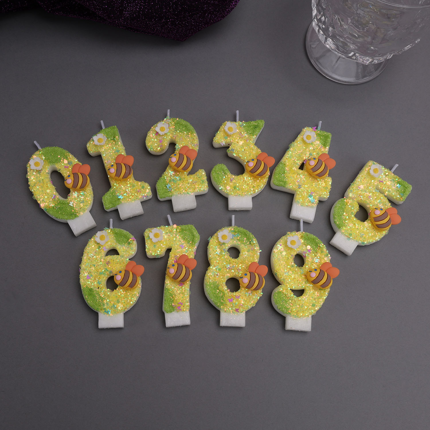 Bougies numériques jaune-vert, - Holiday Candle Set avis et prix